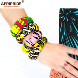 African Print Wood Bangles for Women AFRIPRIDE Bazin Richi 7cm Width