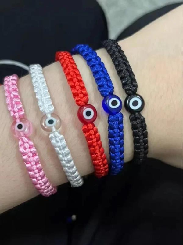 12pcs Glazed Devil's Eye Thread Bracelet Set