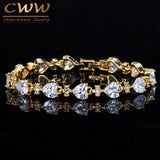 CWWZircons Noble Heart Shape CZ Stones Light Yellow Women Bracelet