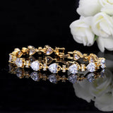 CWWZircons Noble Heart Shape CZ Stones Light Yellow Women Bracelet