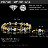 CWWZircons Noble Heart Shape CZ Stones Light Yellow Women Bracelet