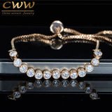 CZ Adjustable Chain Bracelet Bangle with Rose CZ Jewelry for Girls