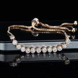 CZ Adjustable Chain Bracelet Bangle with Rose CZ Jewelry for Girls