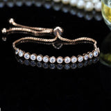 CZ Adjustable Chain Bracelet Bangle with Rose CZ Jewelry for Girls