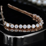 CZ Adjustable Chain Bracelet Bangle with Rose CZ Jewelry for Girls
