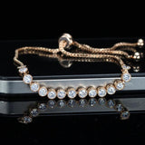 CZ Adjustable Chain Bracelet Bangle with Rose CZ Jewelry for Girls