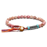 OM Rhodochrosite Bracelet Tibetan Charm Women Jewelry 6mm