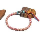 OM Rhodochrosite Bracelet Tibetan Charm Women Jewelry 6mm