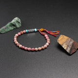 OM Rhodochrosite Bracelet Tibetan Charm Women Jewelry 6mm