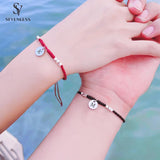 Red Rope Bracelet with Disc Charm
