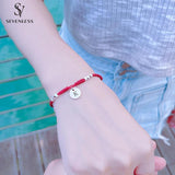 Red Rope Bracelet with Disc Charm