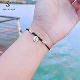 Red Rope Bracelet with Disc Charm