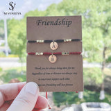 Red Rope Bracelet with Disc Charm