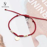 Red Rope Bracelet with Disc Charm
