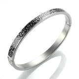 Enamel Flowers Bangles for Women Stainless Steel Charm Cuff Bangle