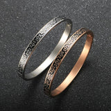 Enamel Flowers Bangles for Women Stainless Steel Charm Cuff Bangle