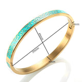 Enamel Flowers Bangles for Women Stainless Steel Charm Cuff Bangle