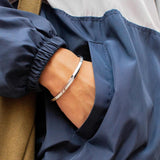 Stainless Steel C Bangle Bracelet Twisted Cuff for Women Men