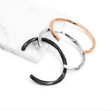 Stainless Steel C Bangle Bracelet Twisted Cuff for Women Men