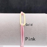 Adjustable Rope Chain Bracelet with Oval Frame - Stainless Steel