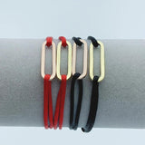Adjustable Rope Chain Bracelet with Oval Frame - Stainless Steel