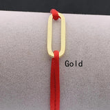 Adjustable Rope Chain Bracelet with Oval Frame - Stainless Steel