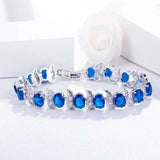 Pera Silver CZ Oval Shape Chain Link Bracelet for Brides
