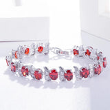 Pera Silver CZ Oval Shape Chain Link Bracelet for Brides