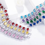 Pera Silver CZ Oval Shape Chain Link Bracelet for Brides