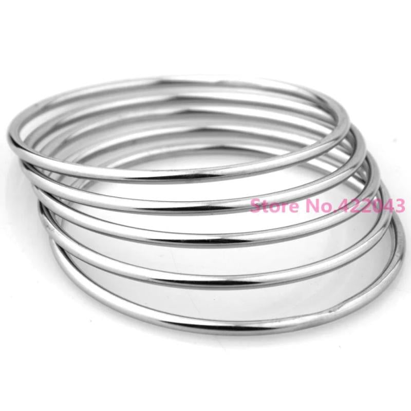 Silver Bling Jewelry Stylish Round Womens Bangle Bracelet Set