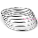 Silver Bling Jewelry Stylish Round Womens Bangle Bracelet Set