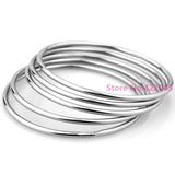 Silver Bling Jewelry Stylish Round Womens Bangle Bracelet Set