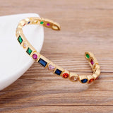 10 Styles Baguette CZ Cuff Bangle Bracelet Women Jewelry