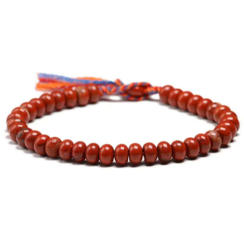 Red Jasper Beads Bracelet with Lucky Knots Tassel Bangle