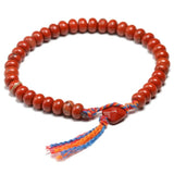 Red Jasper Beads Bracelet with Lucky Knots Tassel Bangle