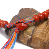 Red Jasper Beads Bracelet with Lucky Knots Tassel Bangle