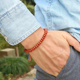 Red Jasper Beads Bracelet with Lucky Knots Tassel Bangle
