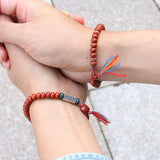 Red Jasper Beads Bracelet with Lucky Knots Tassel Bangle