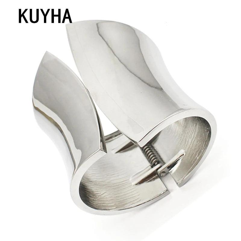 316L Stainless Steel Punk Cuff Bangle Bracelet Jewelry