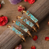 Turquoise Stone Slab Beads Cuff Bracelet - Gift for Women