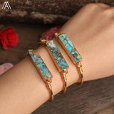 Turquoise Stone Slab Beads Cuff Bracelet - Gift for Women