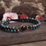 Natural Stone Beads Charms Bracelet Women Sea Sediment Jaspers Howlites Beads