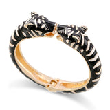 Leopard Head Enamel Cuff Bracelet Bangle for Women Plated Animal Bracelet