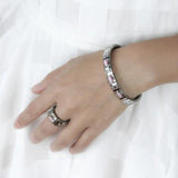 9mm Wide Stainless Steel Opal Bracelet, 17.4cm Elastic, Wife Gift