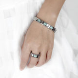 9mm Wide Stainless Steel Opal Bracelet, 17.4cm Elastic, Wife Gift