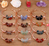 Women Moon Beads Wire Wrap Bracelet Bangle Gemstone Boho Adjustable