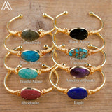 Turquoise Stone Open Cuff Bangle for Women Amethysts Healing Bracelet