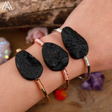 Tourmaline Stone Open Cuff Bracelet For Women