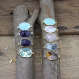Labradorite Crystal Pyramid Bracelet Gold/Silvery Chains