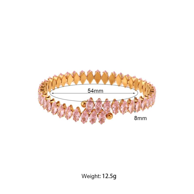 Christmas Jewelry Gift Green Pink Purple Crystal Marquis Zircon Bangles